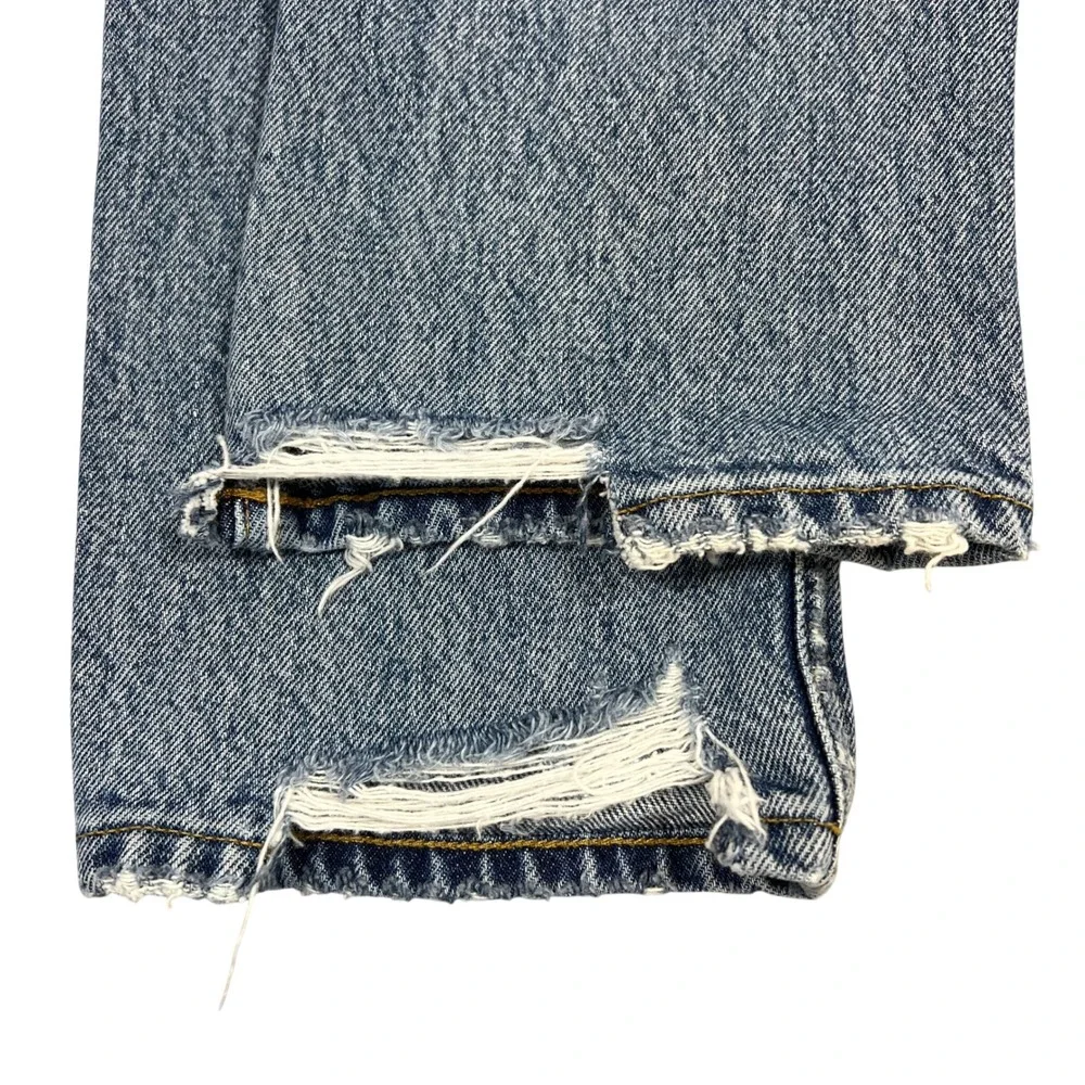 AGOLDE Riley Straight Leg Jeans 26" Distressed Cut Hems High Rise Button Fly - Picture 7 of 14